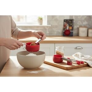 Core Kitchen Measuring Cup & Spoon Set Unisex OS Red Brand New 8 Piece 13790